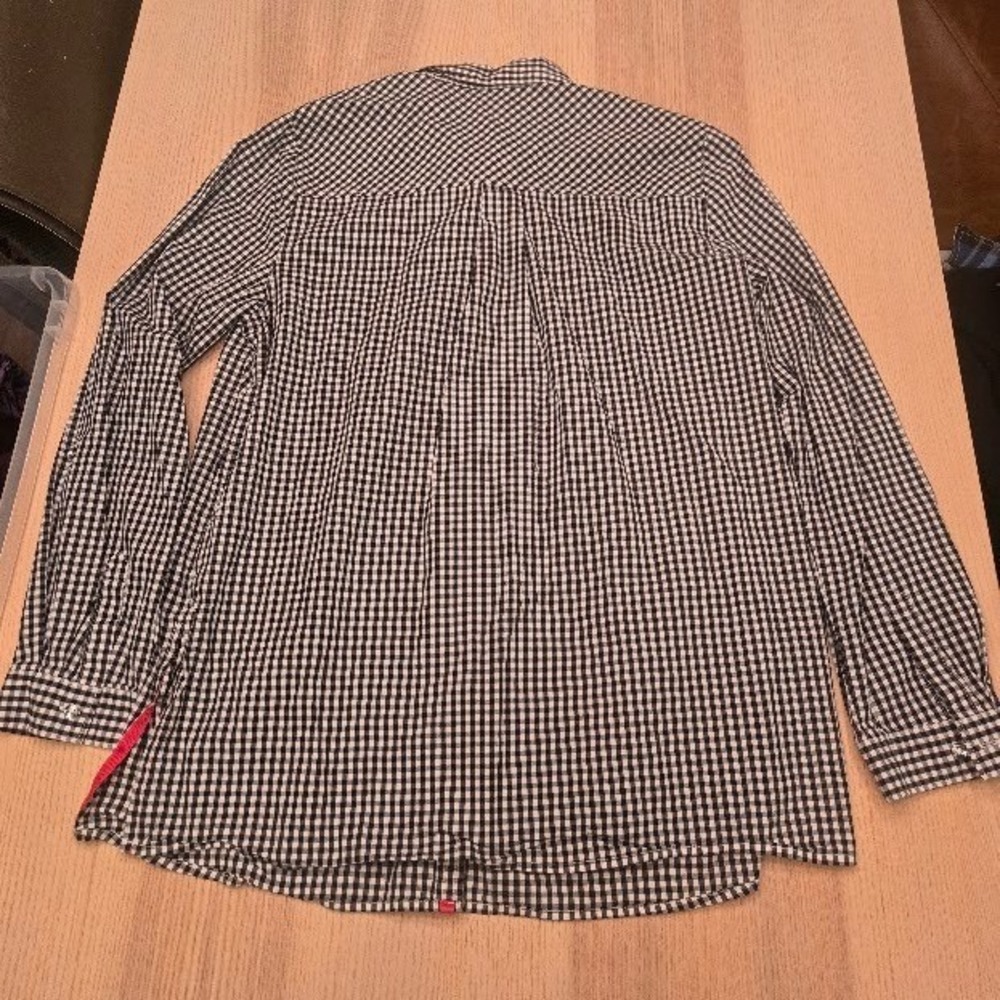 Rafaella Womens Black White Gingham Cherry Embroidered Button Down Shirt Large - Picture 4 of 4